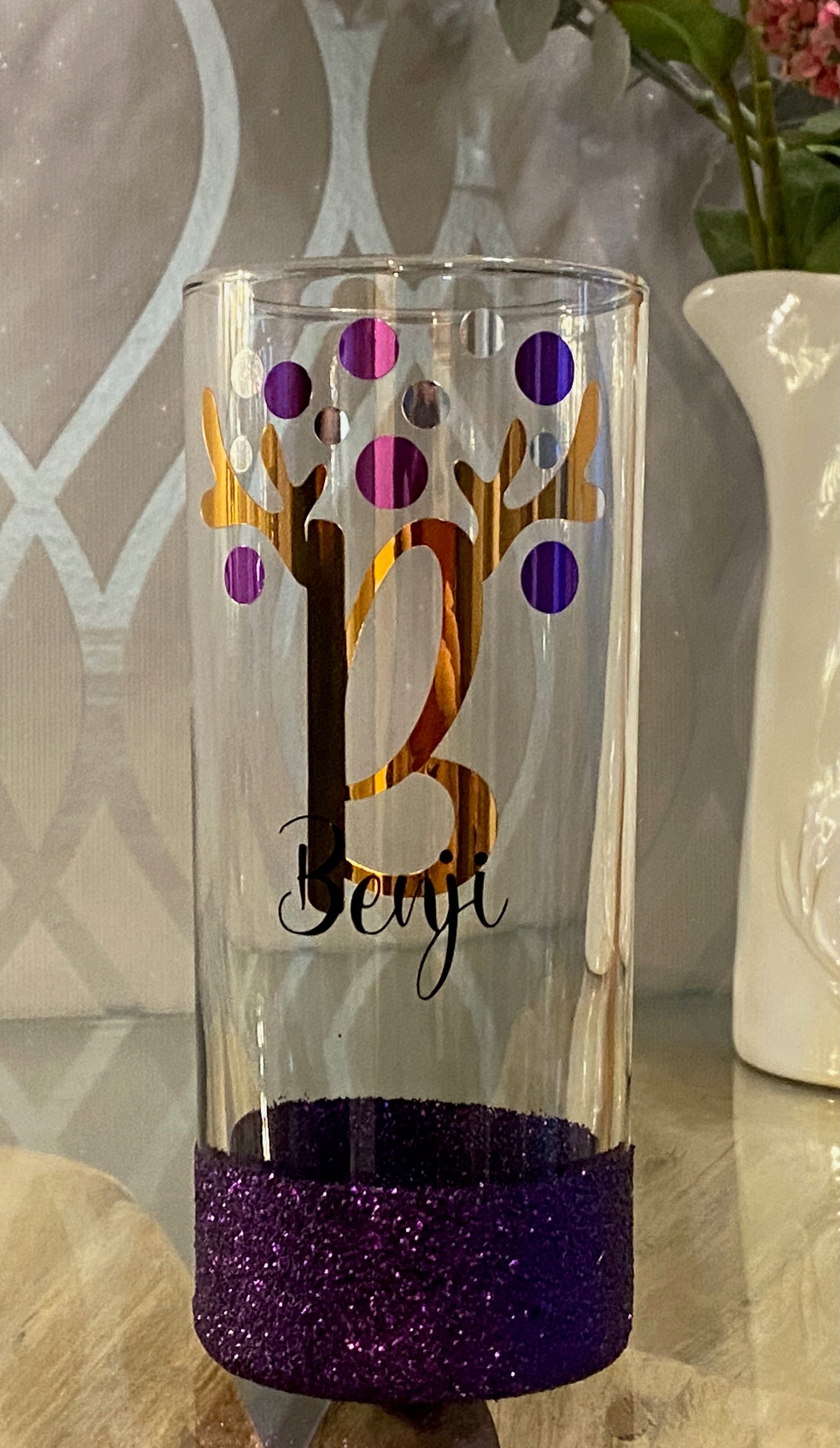 Personalised Christmas reindeer antler glass