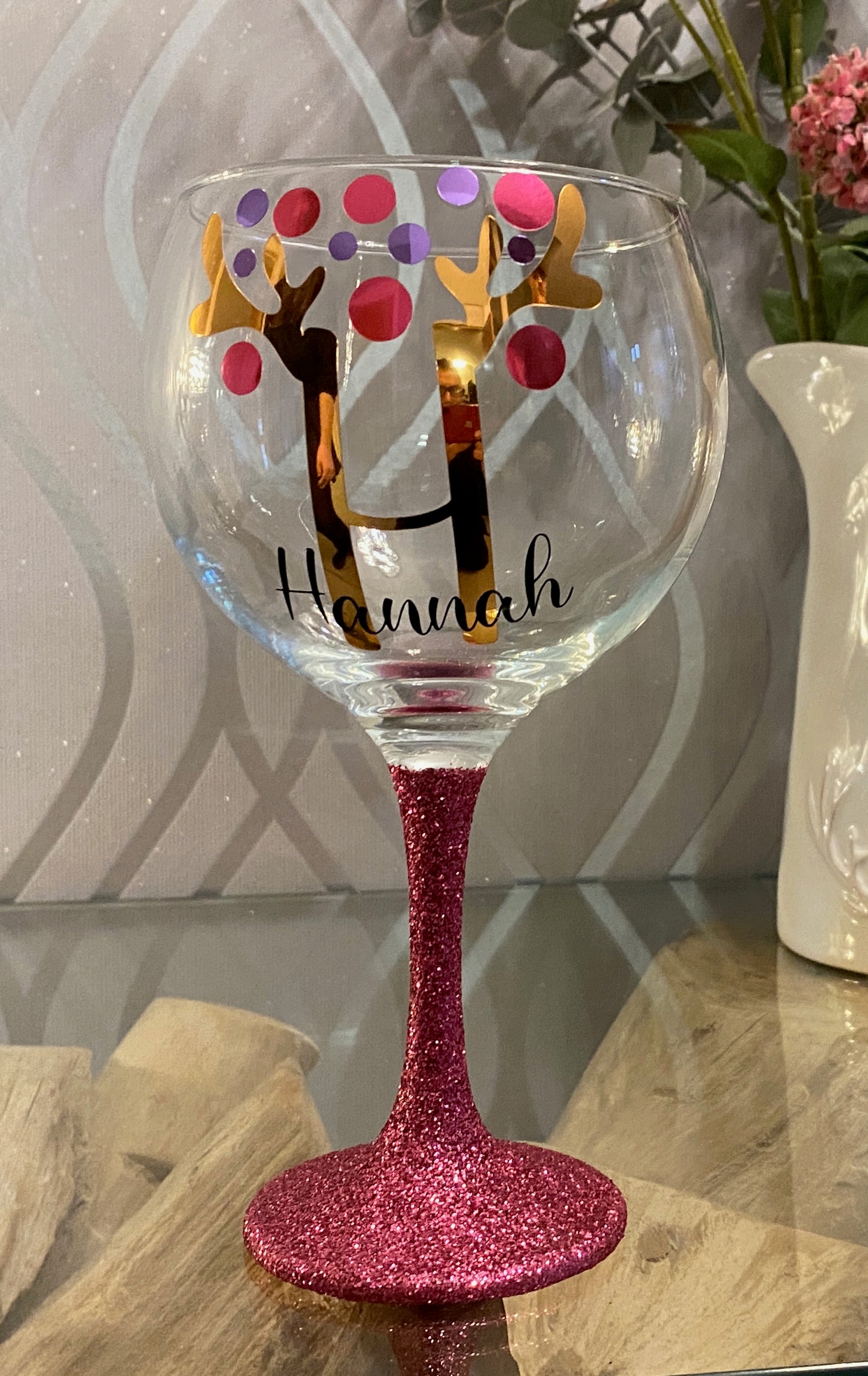 Personalised Christmas reindeer antler glass