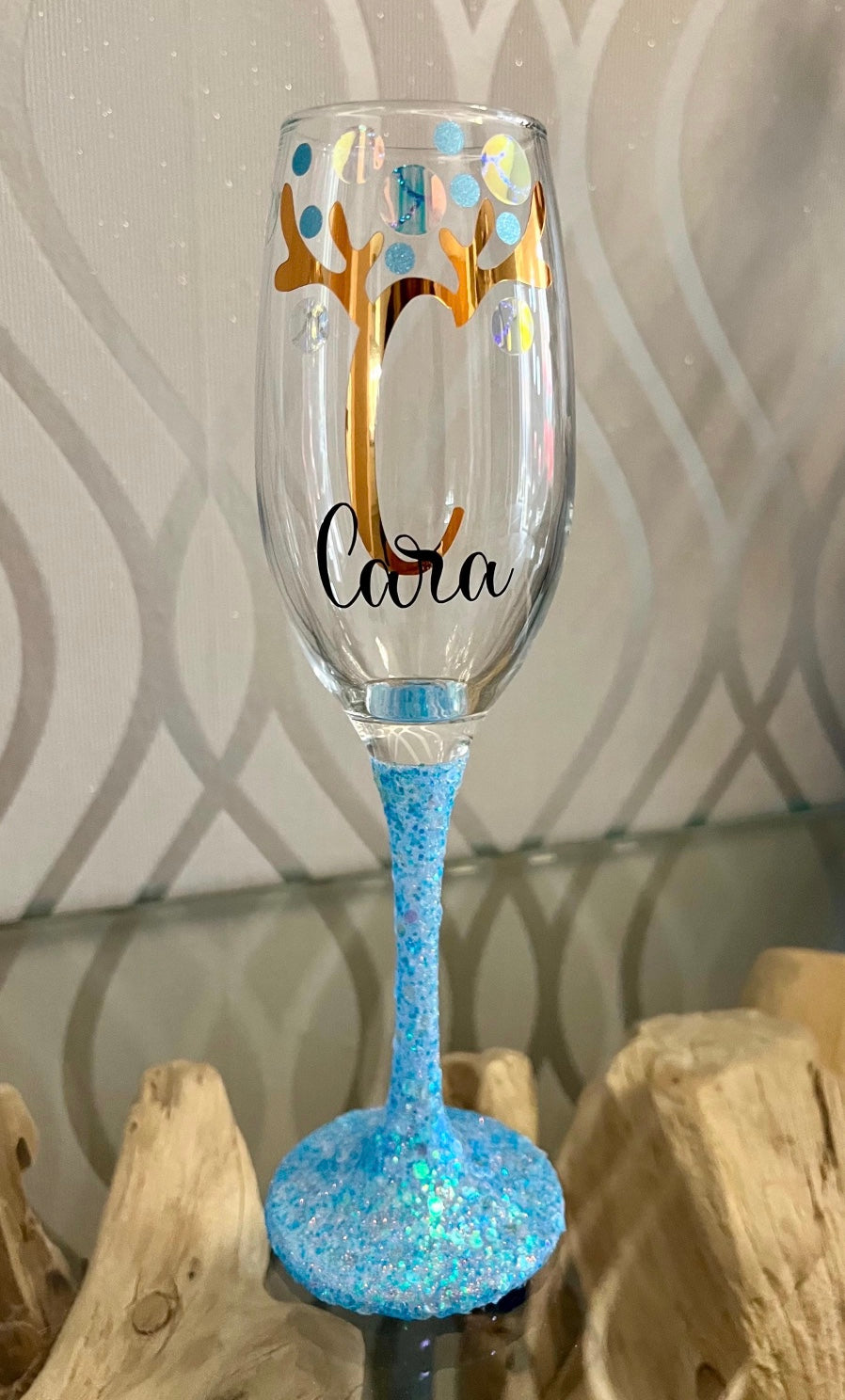 Personalised Christmas reindeer antler glass