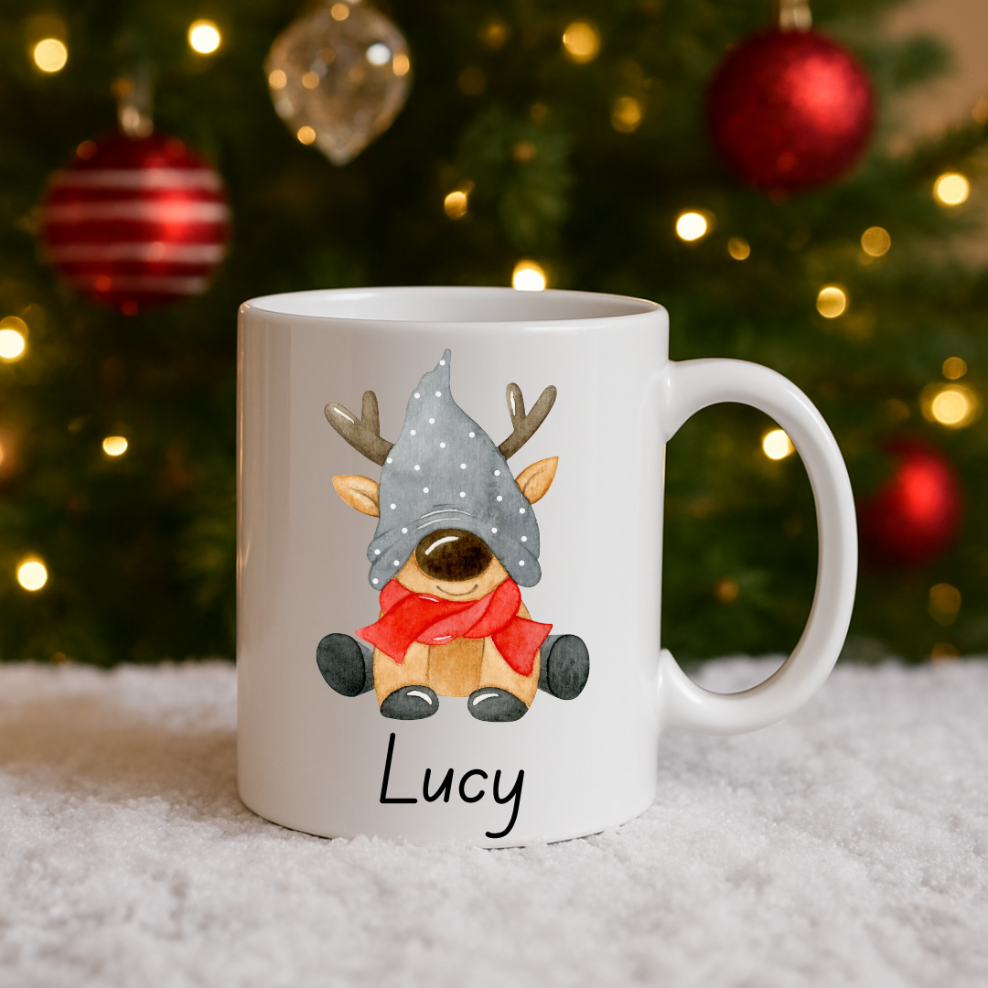 Personalised Christmas Mug: 12 designs available. Santa, Reindeer, Hot chocolate, Christmas Eve box, secret santa, movie night, fun gift