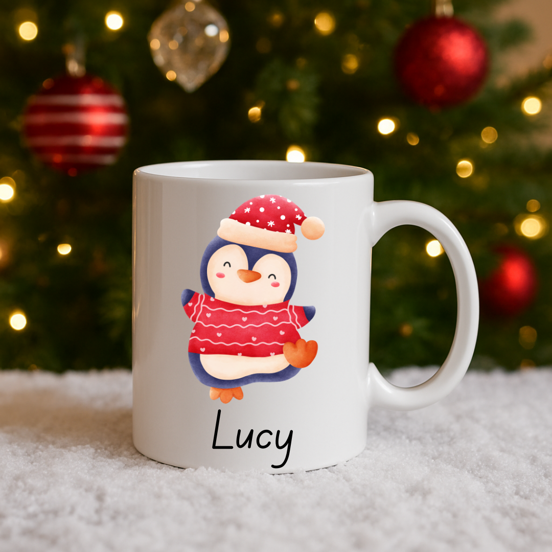 Personalised Christmas Mug: 12 designs available. Santa, Reindeer, Hot chocolate, Christmas Eve box, secret santa, movie night, fun gift