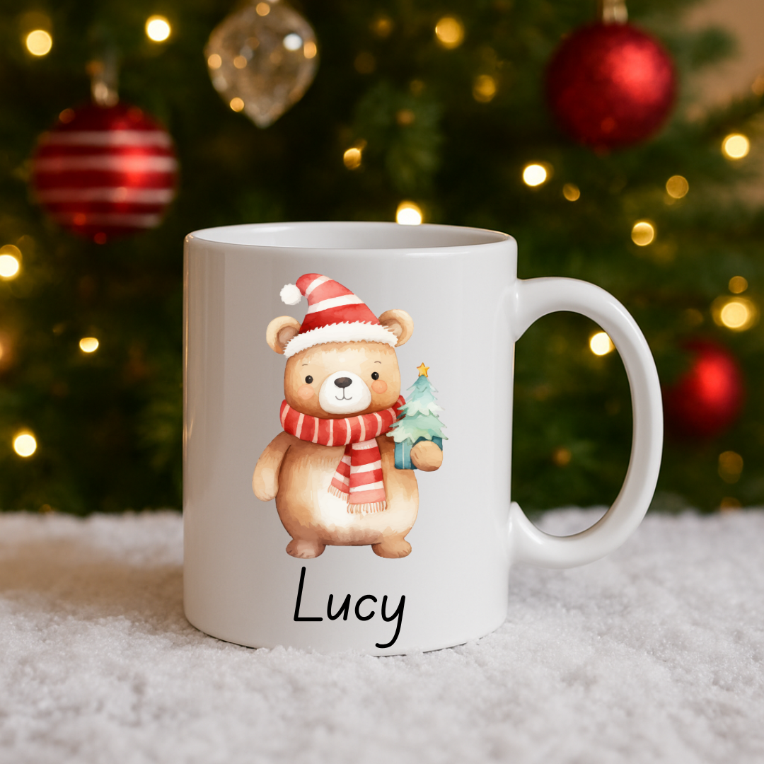 Personalised Christmas Mug: 12 designs available. Santa, Reindeer, Hot chocolate, Christmas Eve box, secret santa, movie night, fun gift