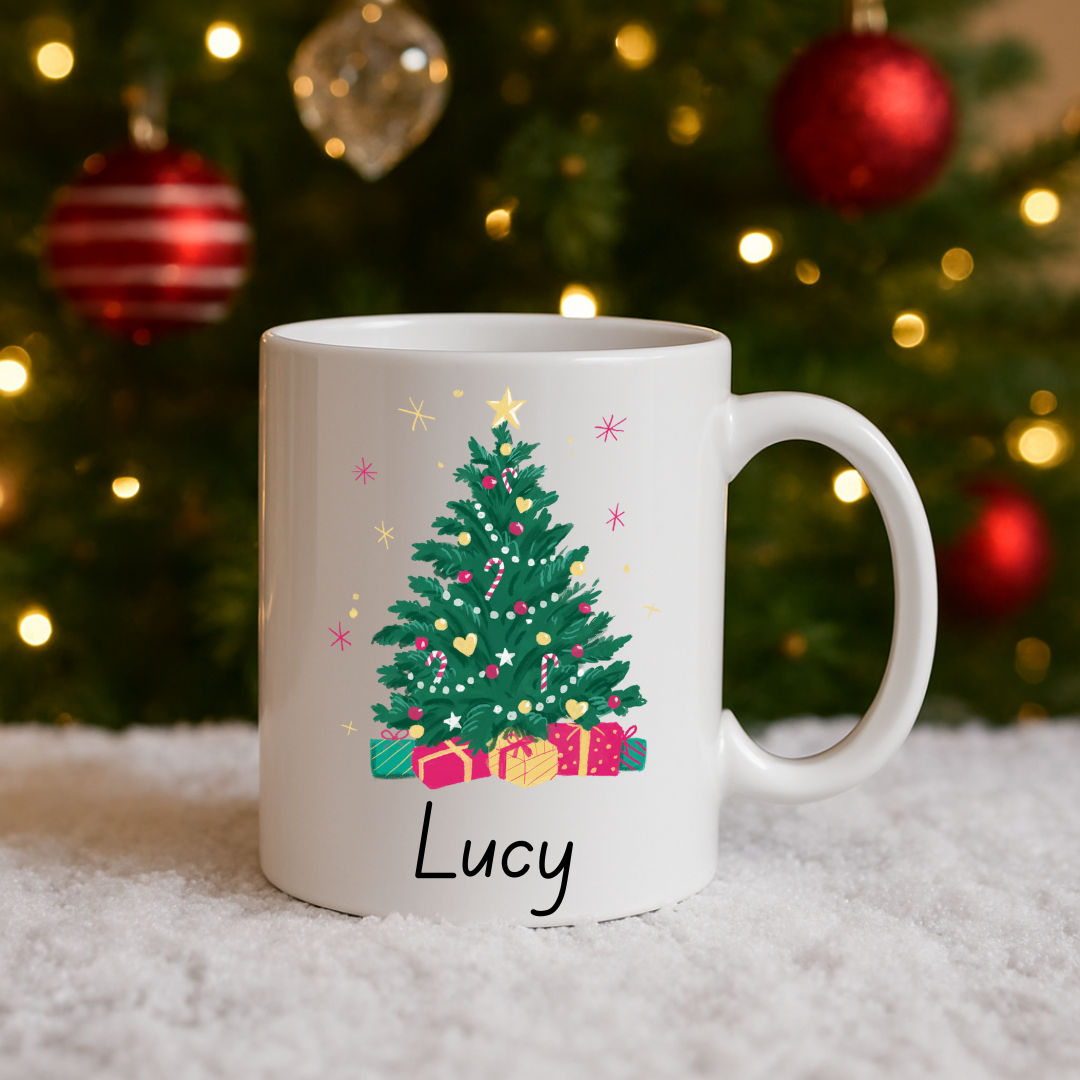 Personalised Christmas Mug: 12 designs available. Santa, Reindeer, Hot chocolate, Christmas Eve box, secret santa, movie night, fun gift