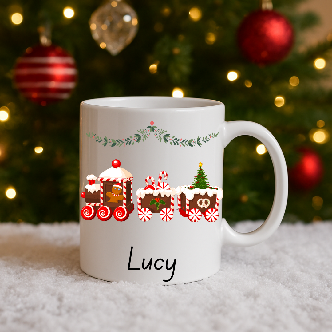 Personalised Christmas Mug: 12 designs available. Santa, Reindeer, Hot chocolate, Christmas Eve box, secret santa, movie night, fun gift
