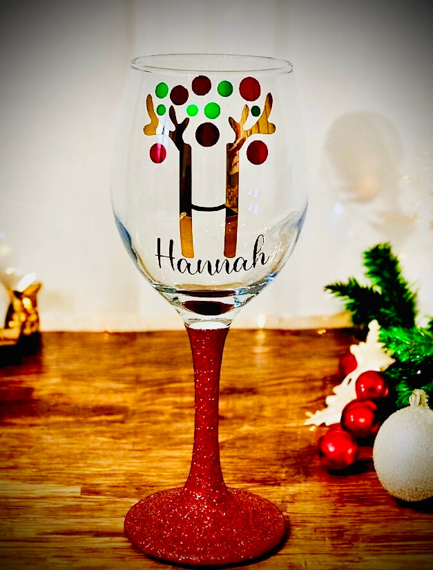 Personalised Christmas reindeer antler glass