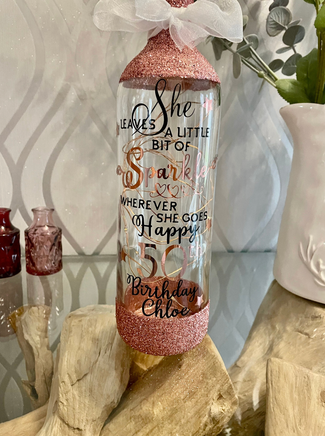 Handmade Personalised bottle with LED lights