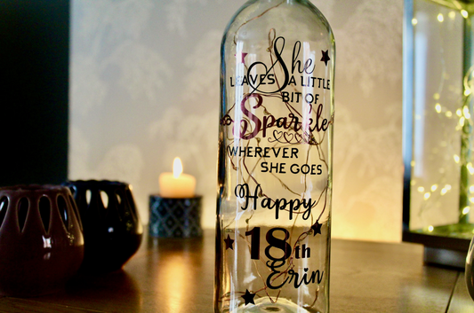 Handmade Personalised bottle with LED lights