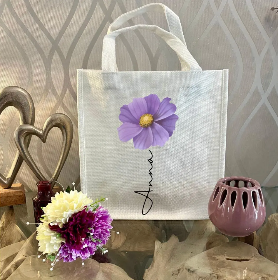 Personalised Purple Pansy Mug & Gift Bag