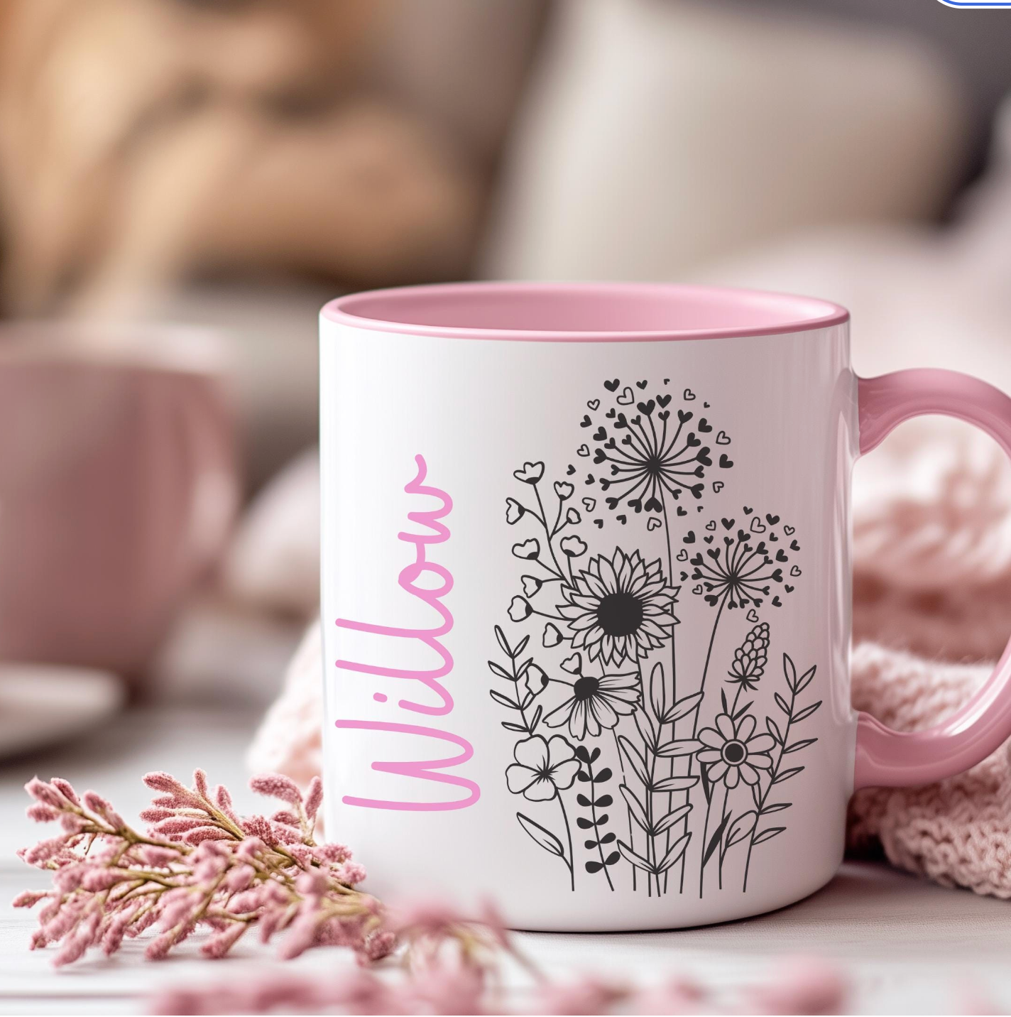 Flower sketch mug β Personalised mug