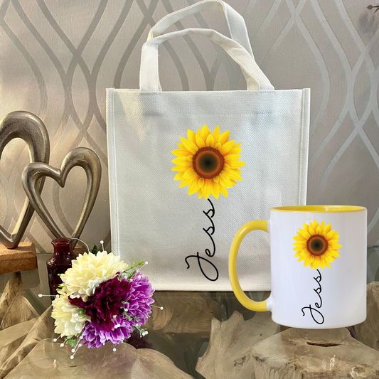 Personalised Sunflower Mug & Gift Bag