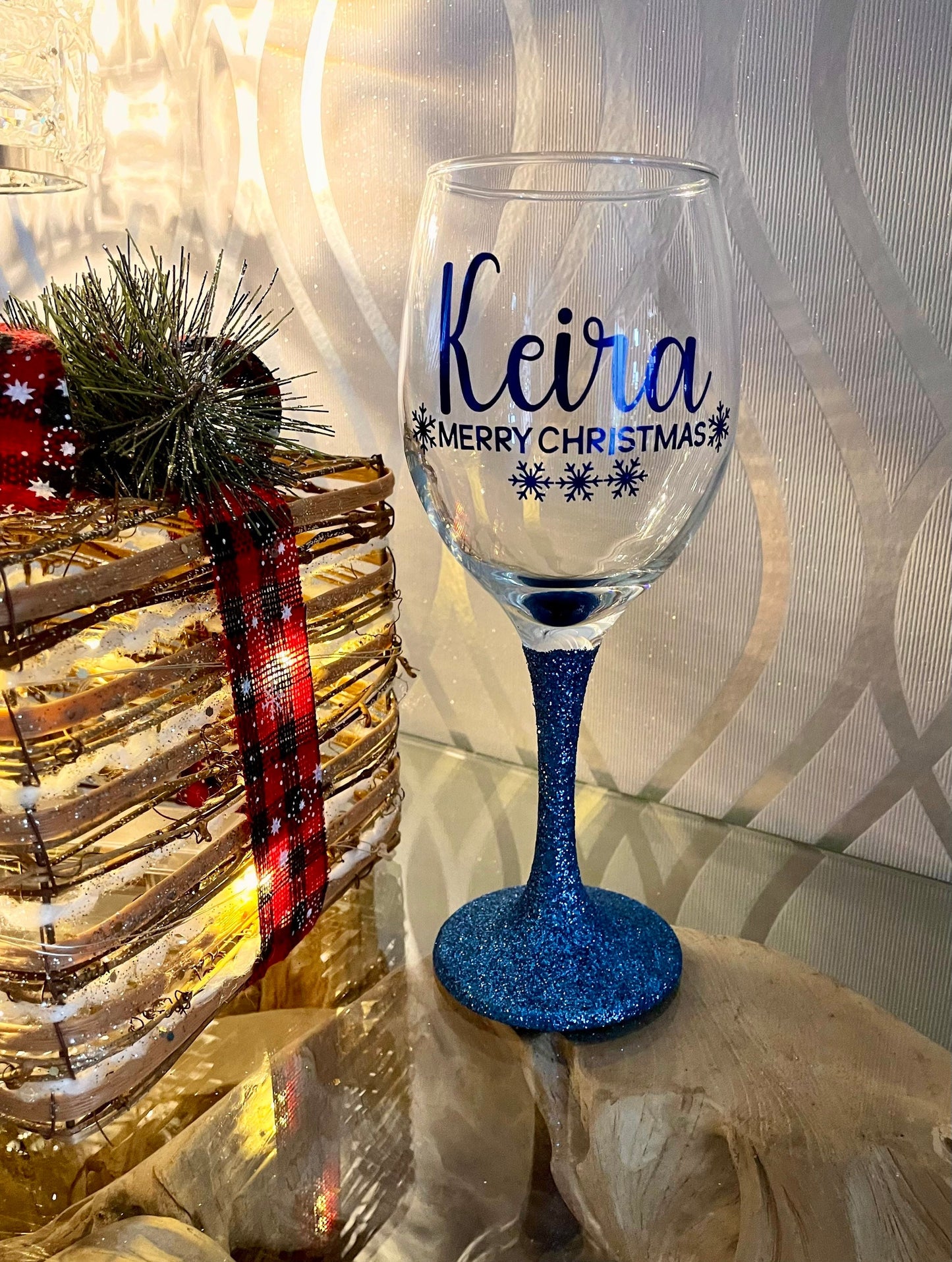 Personalised Christmas glitter glass, gift for him, gift for her, gift for girl, gift for boy, secret Santa, personalise a stocking filler
