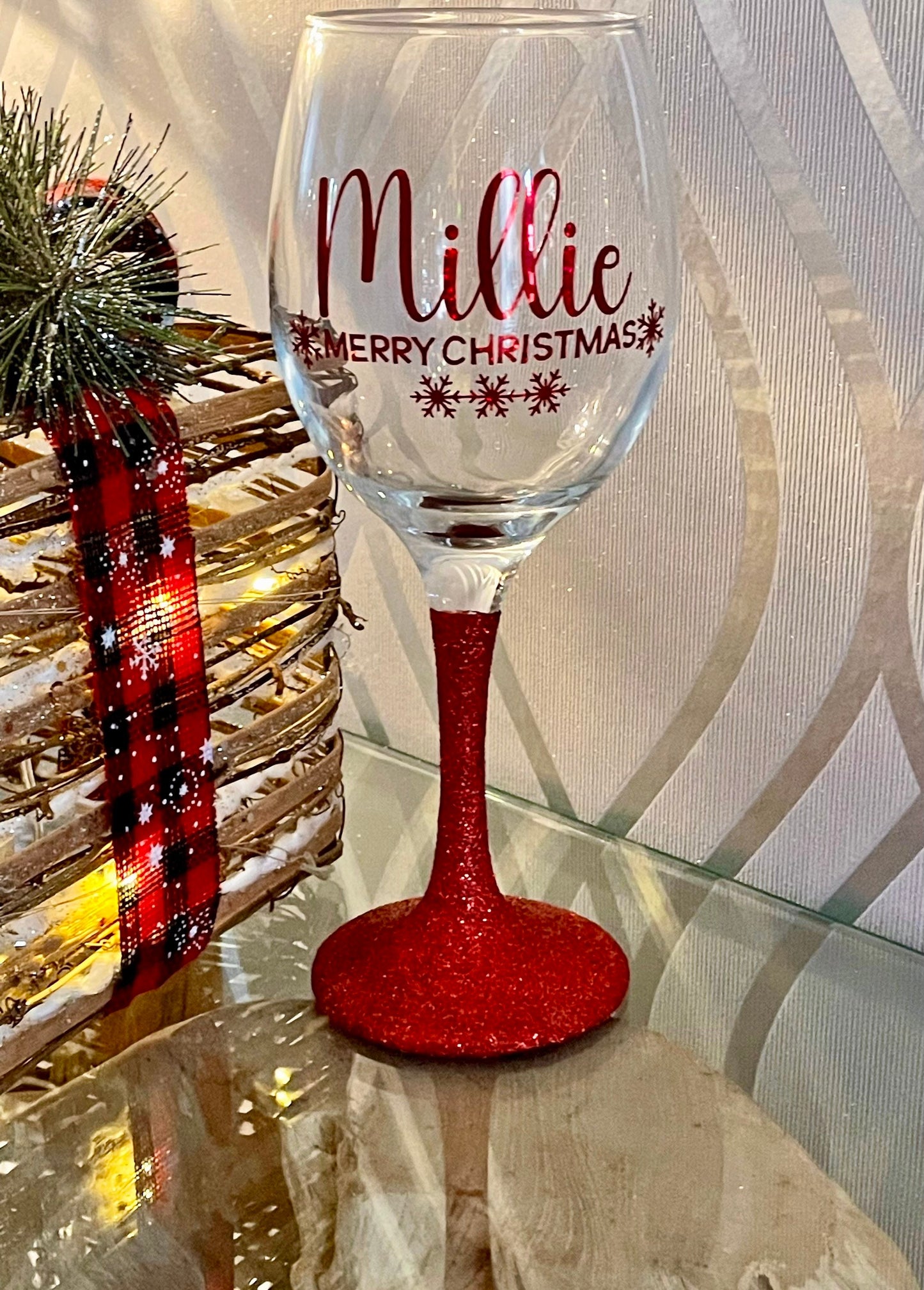 Personalised Christmas glitter glass, gift for him, gift for her, gift for girl, gift for boy, secret Santa, personalise a stocking filler
