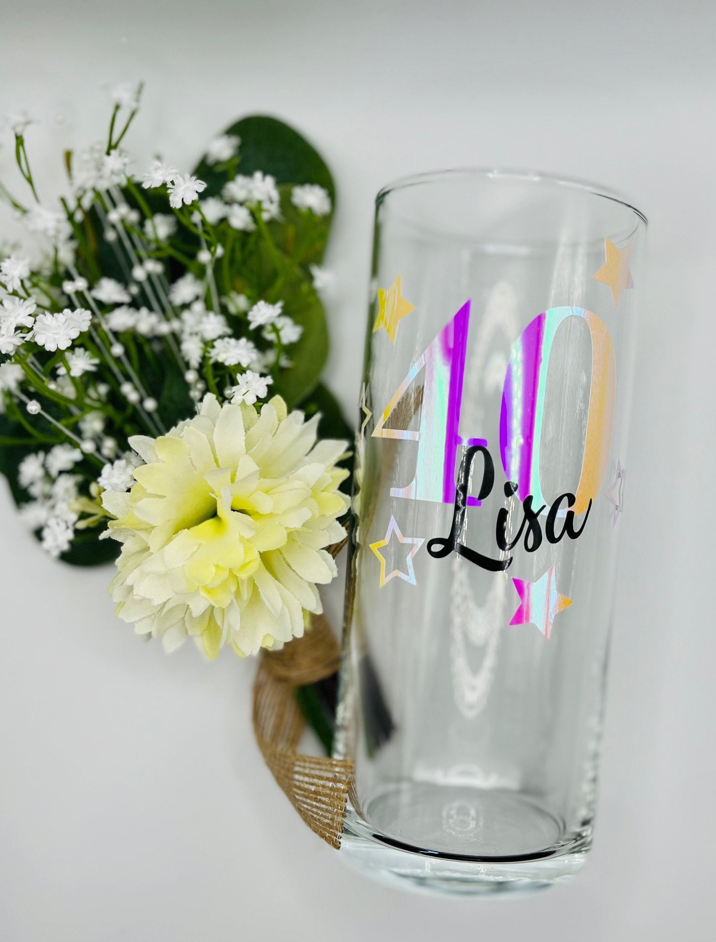 Personalised Birthday Tumbler Glass for 16 18 21 25 30 40 50 60 70 Gift for girl her mum aunt nan gran grandma.
Winney Hill