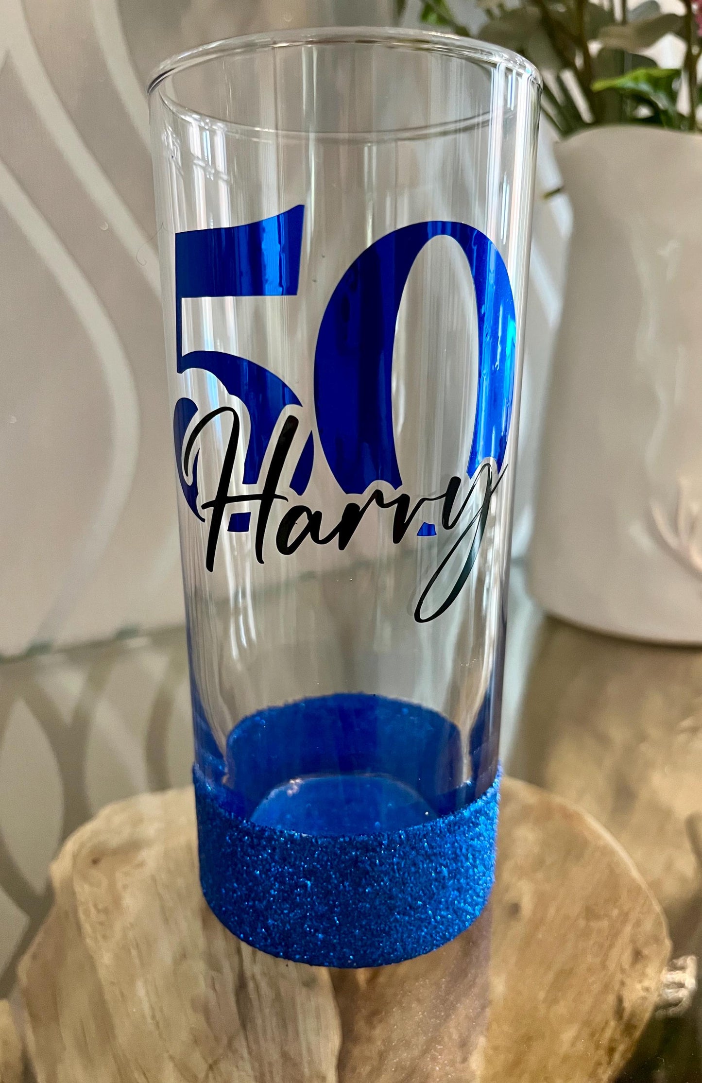 Personalised glitter birthday glass 18th Birthday gift 21st Birthday gift for her 30th Birthday 40th 50th gin wine shot prosecco milestone