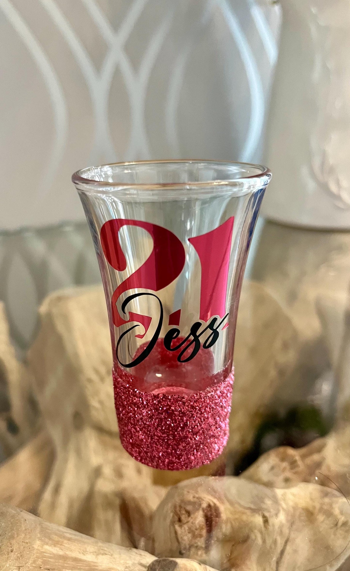 Personalised glitter birthday glass 18th Birthday gift 21st Birthday gift for her 30th Birthday 40th 50th gin wine shot prosecco milestone