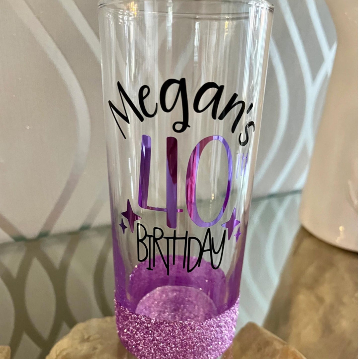 Personalised Birthday Tumbler Glass for 16 18 21 25 30 40 50 60 70 Gift for girl her mum aunt nan gran grandma.
Winney Hill