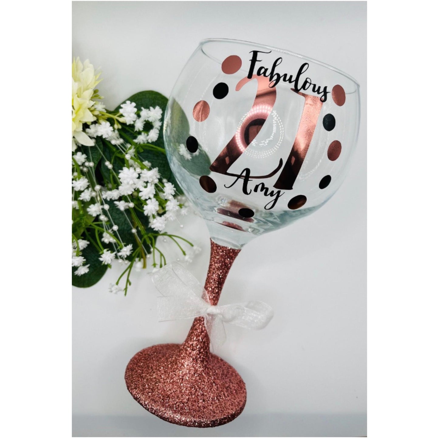 Personalised Birthday Glass with Spots design for 16 18 21 25 30 40 50 60 70 Gift for girl her mum aunt nan gran grandma.
Winney Hill