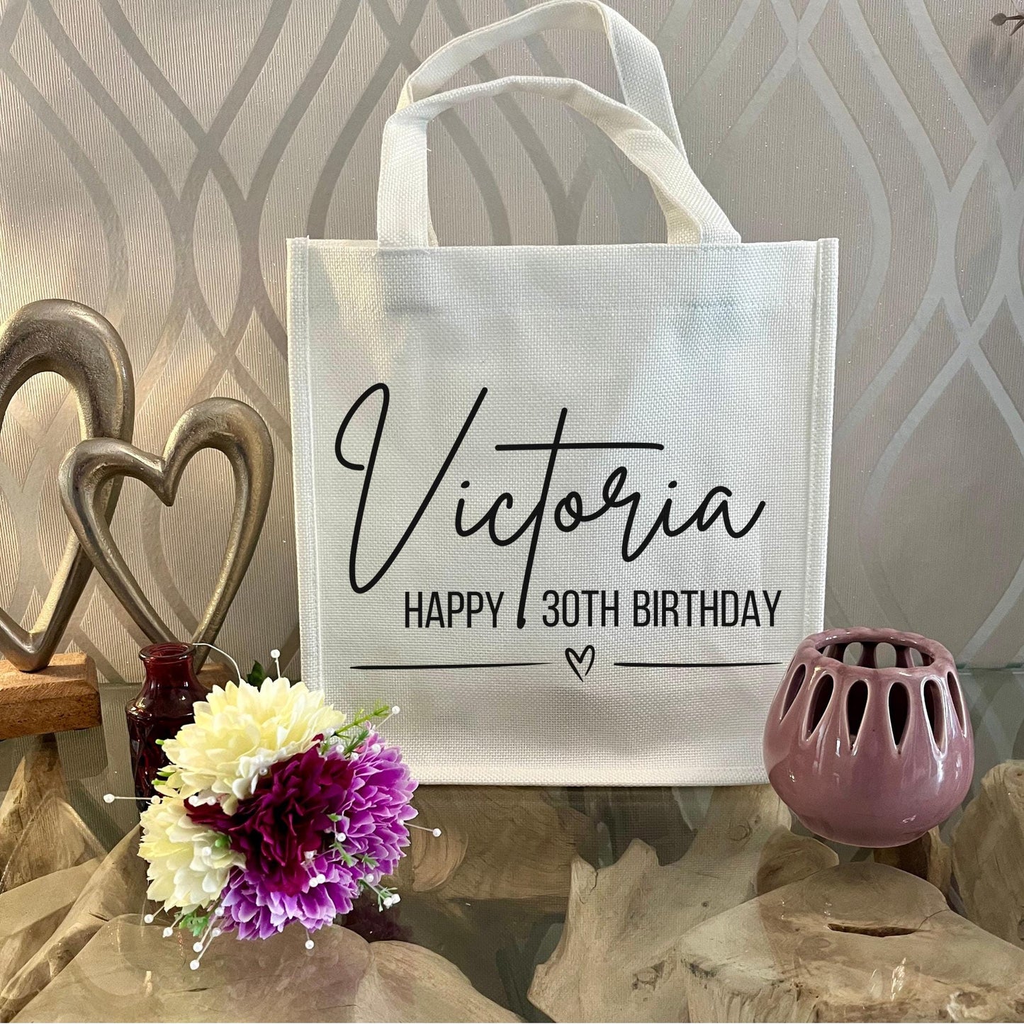 Personalised Birthday Tote Bag – Custom Gift Bag for Glitter Glasses | Small Reusable Gift Bag | party bag | Birthday, Party Favour Bag