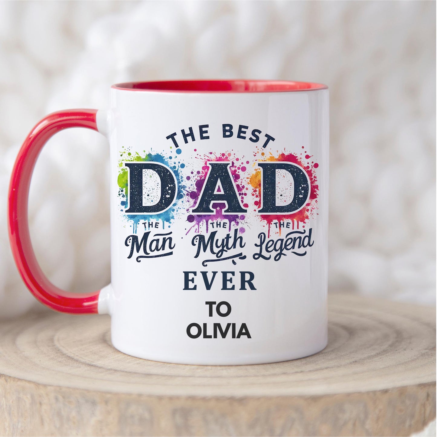White ceramic mug with black text that reads 'Best Dad Ever – The Man. The Myth. The Legend.' – Father's Day or birthday gift for dad