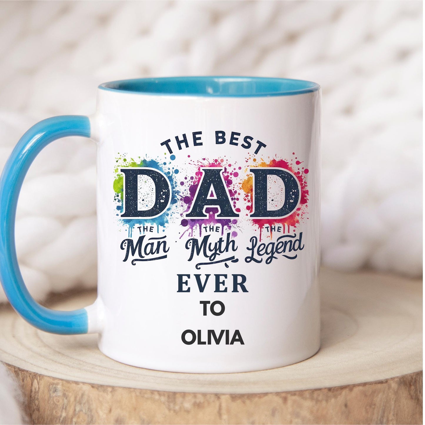 White ceramic mug with black text that reads 'Best Dad Ever – The Man. The Myth. The Legend.' – Father's Day or birthday gift for dad