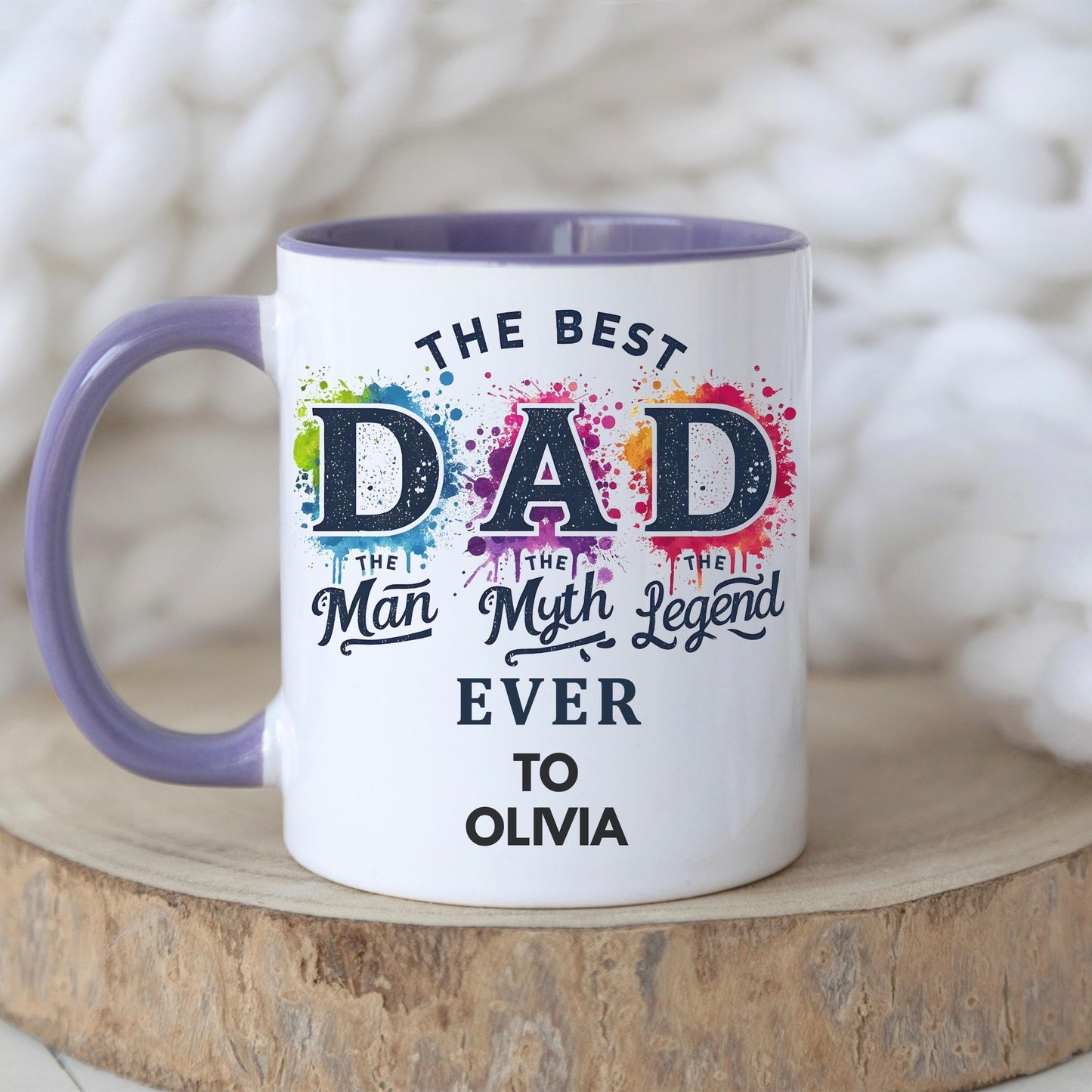 White ceramic mug with black text that reads 'Best Dad Ever – The Man. The Myth. The Legend.' – Father's Day or birthday gift for dad