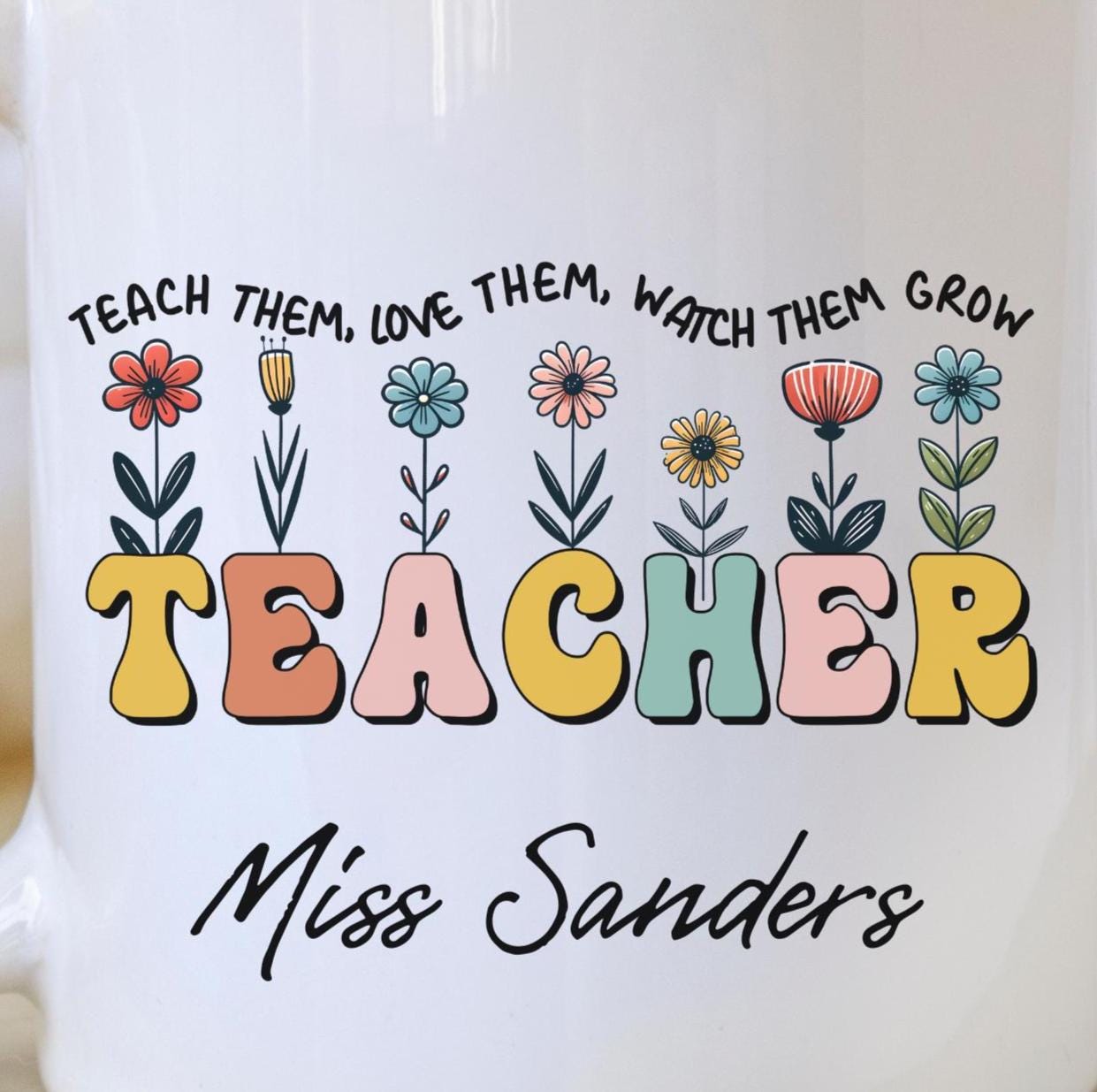 Personalised Teacher Mug with Name – Teacher Appreciation Gift – End of Year, Back to School, Thank You Gift for Teachers