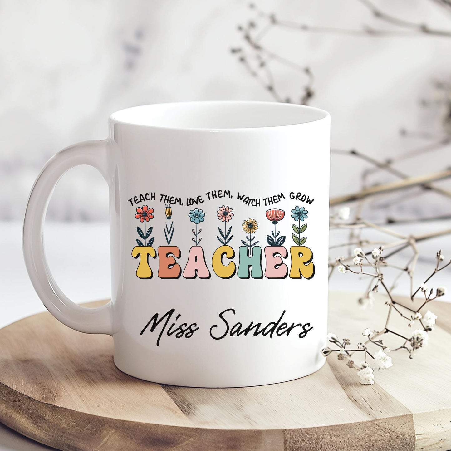 Personalised Teacher Mug with Name – Teacher Appreciation Gift – End of Year, Back to School, Thank You Gift for Teachers