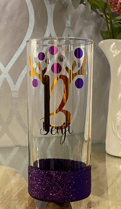 Personalised Christmas reindeer antler glass