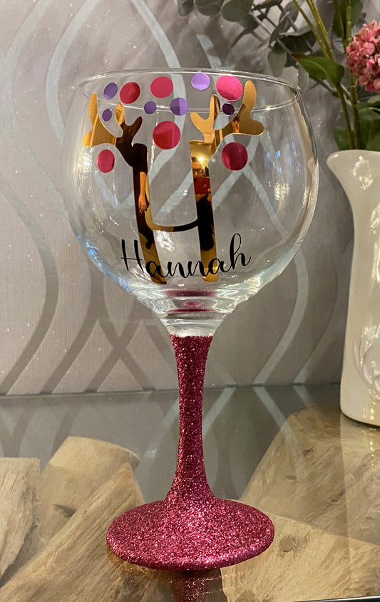 Personalised Christmas reindeer antler glass