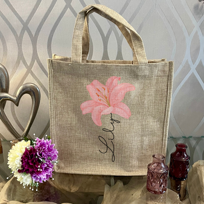 Personalised Pink Lily Mug & Gift Bag