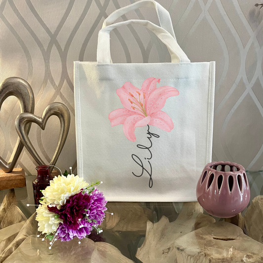 Personalised Pink Lily Mug & Gift Bag