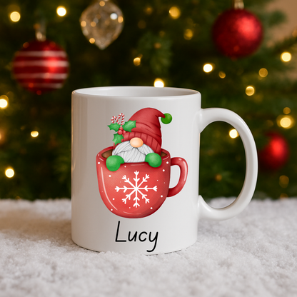 Personalised Christmas Mug: 12 designs available. Santa, Reindeer, Hot chocolate, Christmas Eve box, secret santa, movie night, fun gift
