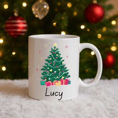 Personalised Christmas Mug: 12 designs available. Santa, Reindeer, Hot chocolate, Christmas Eve box, secret santa, movie night, fun gift