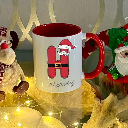 Personalised Red Santa letter christmas mug filled with Cadbury Chocolates