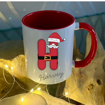 Personalised Red Santa letter christmas mug filled with Cadbury Chocolates