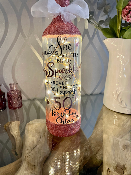 Handmade Personalised bottle with LED lights