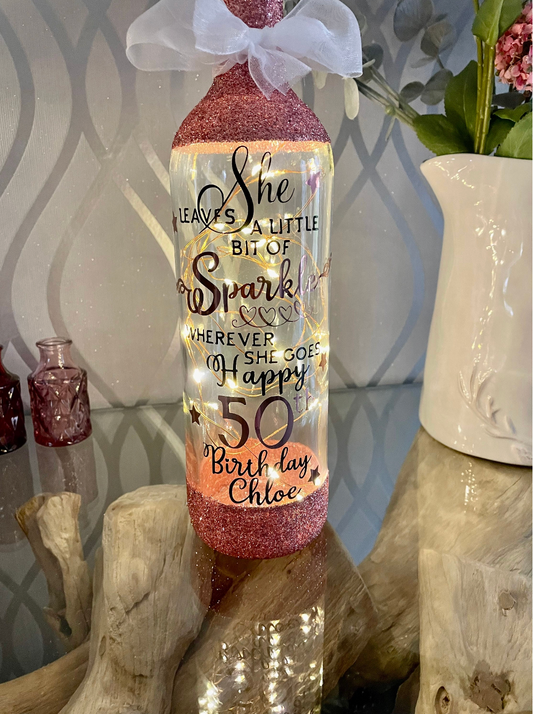Handmade Personalised bottle with LED lights
