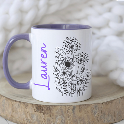 Flower sketch mug – Personalised mug