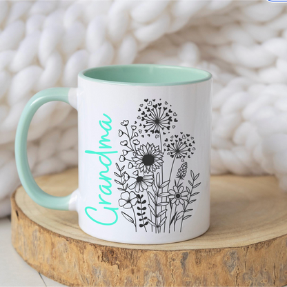 Flower sketch mug – Personalised mug