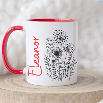 Flower sketch mug – Personalised mug