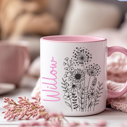 Flower sketch mug – Personalised mug