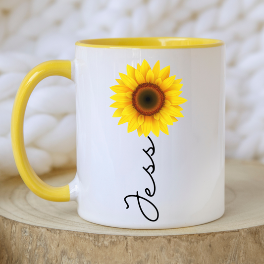 Personalised Sunflower Mug & Gift Bag