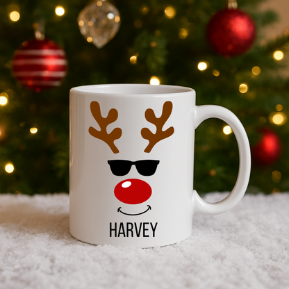 Personalised Christmas Mug: Stocking filler, secret Santa, Reindeer, Christmas Eve Box, Christmas gift for child, Christmas dinner table,