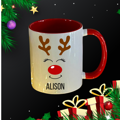 Personalised Christmas Mug: Stocking filler, secret Santa, Reindeer, Christmas Eve Box, Christmas gift for child, Christmas dinner table,
