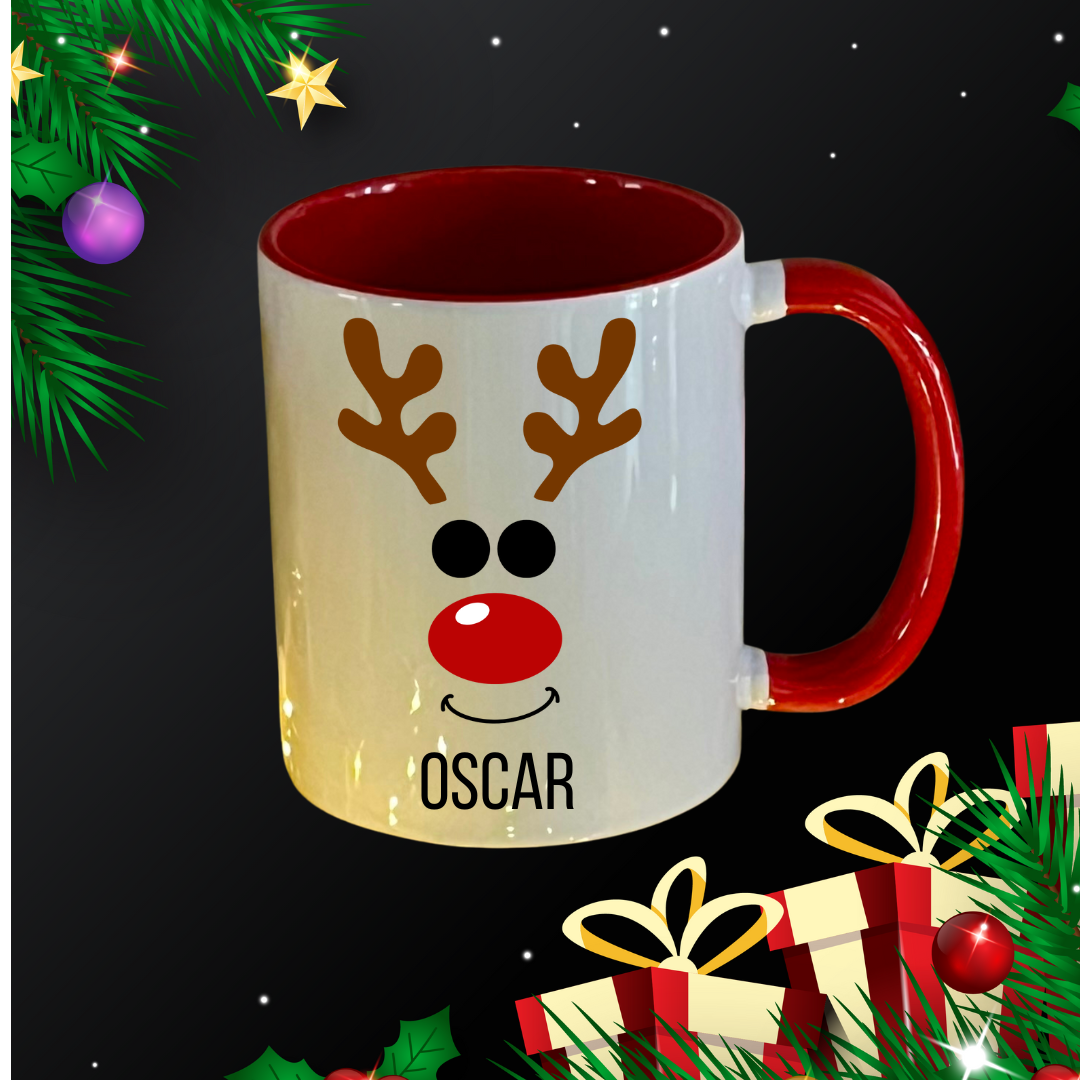 Personalised Christmas Mug: Stocking filler, secret Santa, Reindeer, Christmas Eve Box, Christmas gift for child, Christmas dinner table,