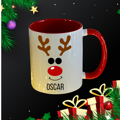 Personalised Christmas Mug: Stocking filler, secret Santa, Reindeer, Christmas Eve Box, Christmas gift for child, Christmas dinner table,