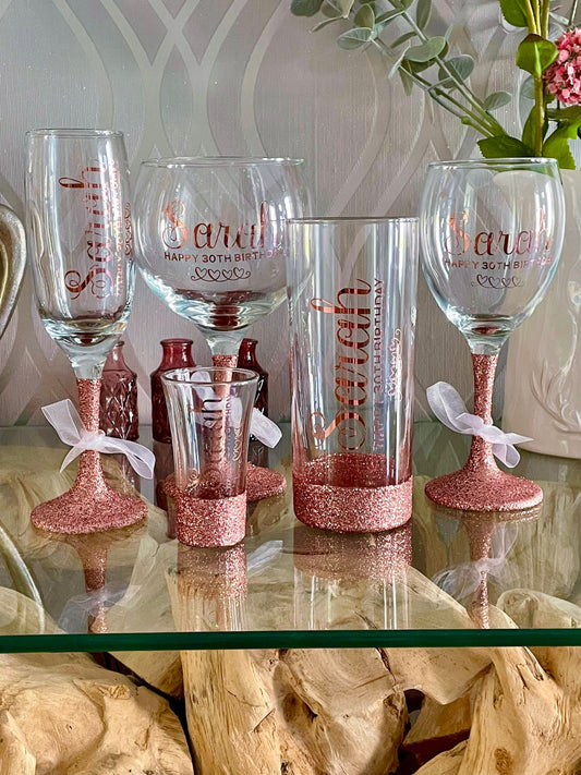 Personalised Birthday Glass for 16 18 21 25 30 40 50 60 70 Gift for girl her mum aunt nan gran grandma. 
Winney Hill