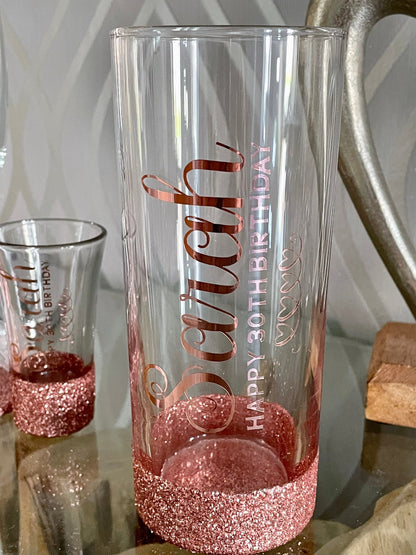 Personalised Birthday Glass for 16 18 21 25 30 40 50 60 70 Gift for girl her mum aunt nan gran grandma. 
Winney Hill
