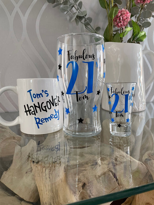 Personalised Birthday Tumbler Glass for 16 18 21 25 30 40 50 60 70 Gift for girl her mum aunt nan gran grandma. 
Winney Hill
