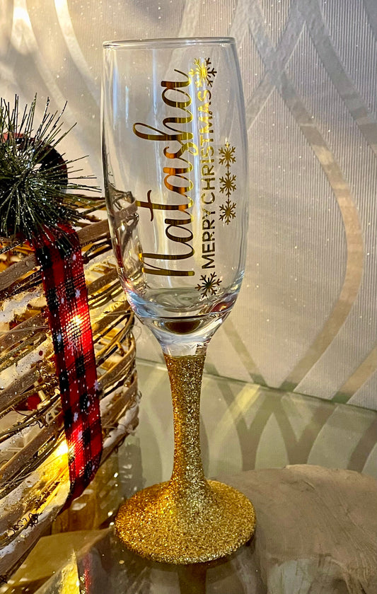 Personalised Christmas glitter glass, gift for him, gift for her, gift for girl, gift for boy, secret Santa, personalise a stocking filler